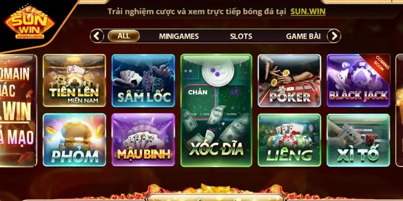 Giao diện Game bài Sunwin thu hút